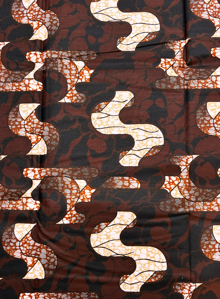 African Wax Print-Chocolate Brown Black Beige Off White