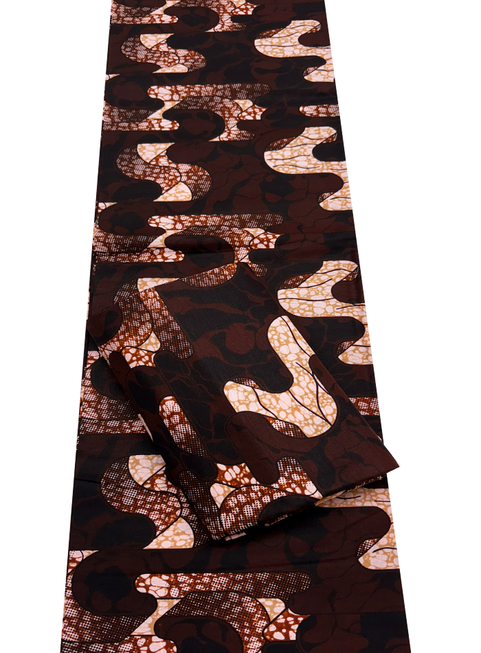 African Wax Print-Chocolate Brown Black Beige Off White
