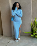 Aiko Cross Ribbed Dress ( light blue) image 0