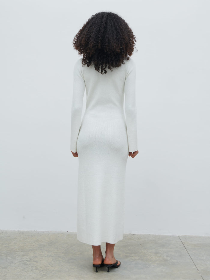 Ailey Contrast Seam Knit Midaxi Dress - Cream and Black