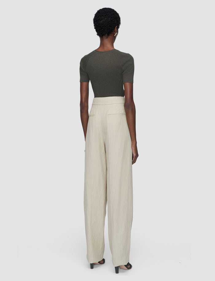 Beige Aix Light Linen Blend Trousers - Joseph