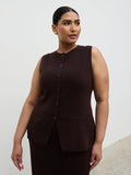 Souki Is 5'8" & Wears Size UK XL|Alba Knit Waistcoat Curve - Chocolate