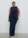 Souki Is 5'8" & Wears Size UK XL|Alba Knit Waistcoat Curve - Navy