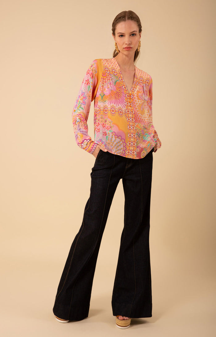 Alina Silk Top, color_orange