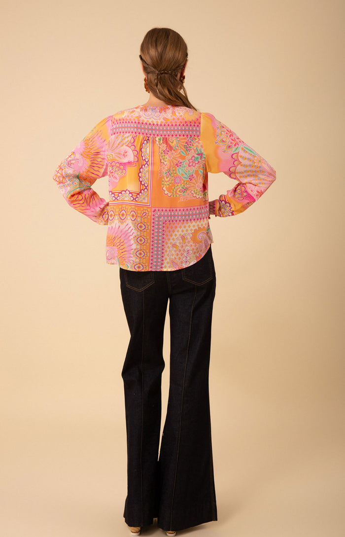 Alina Silk Top, color_orange