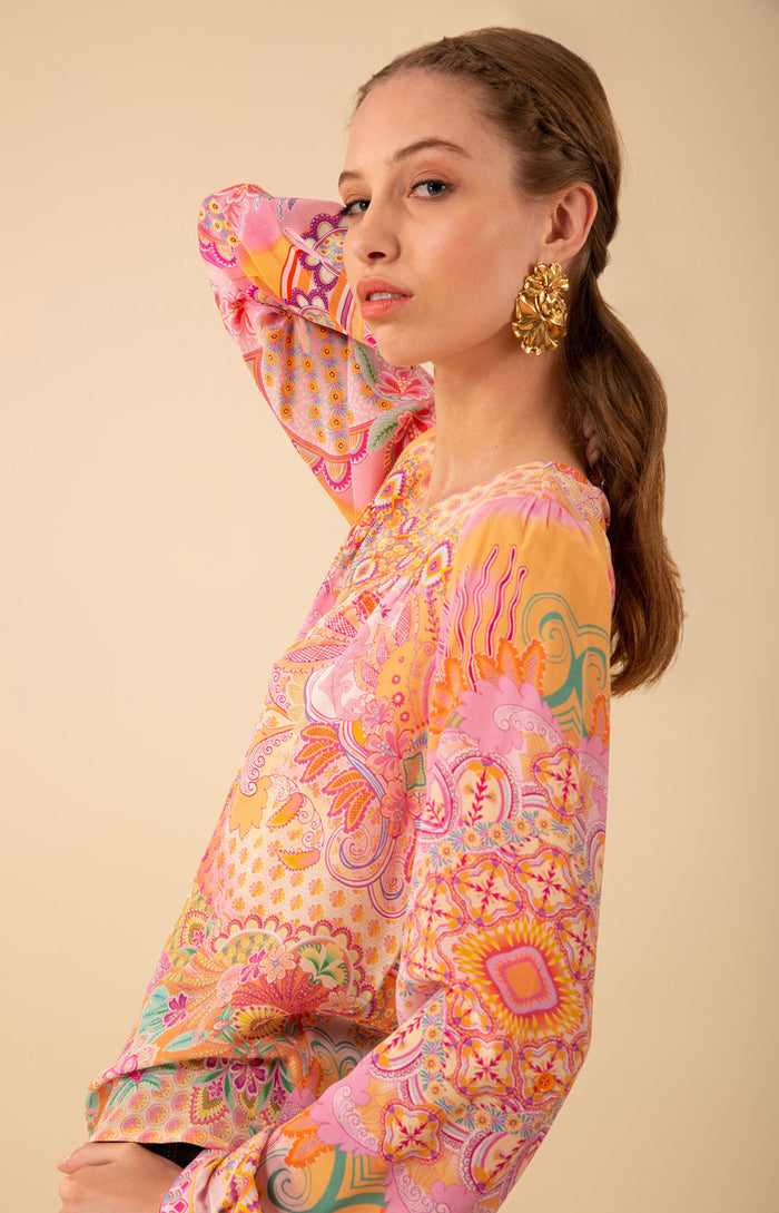 Alina Silk Top, color_orange