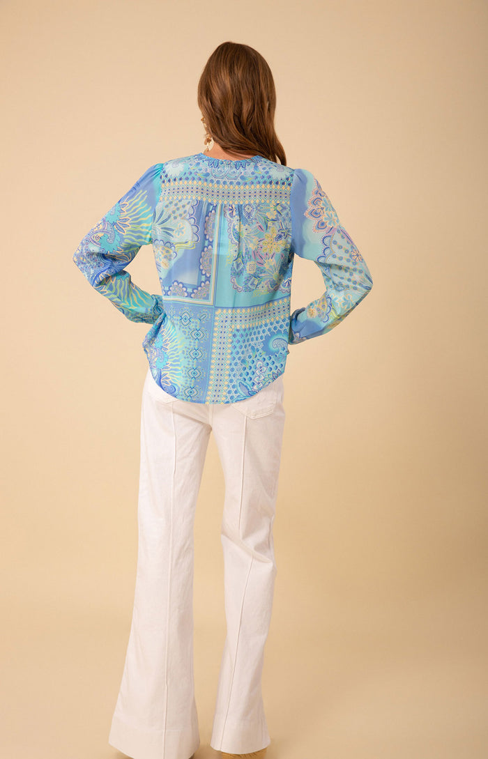 Alina Silk Top, color_blue