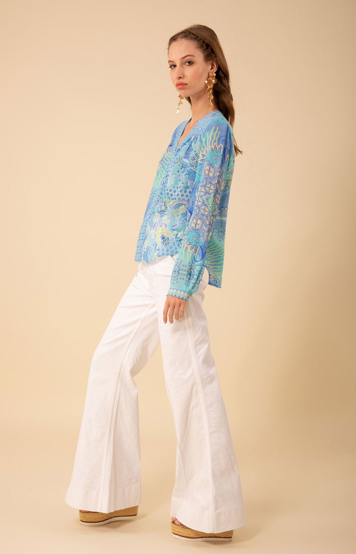 Alina Silk Top, color_blue