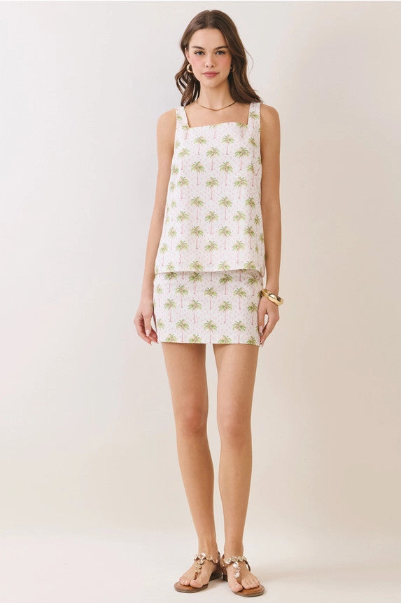 Aloha Palm Tree Tank | Pink and Green
