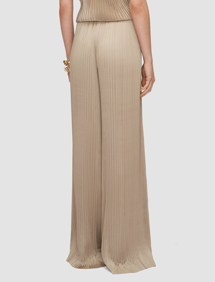 Beige Amber Pleated Satin Trousers - Joseph