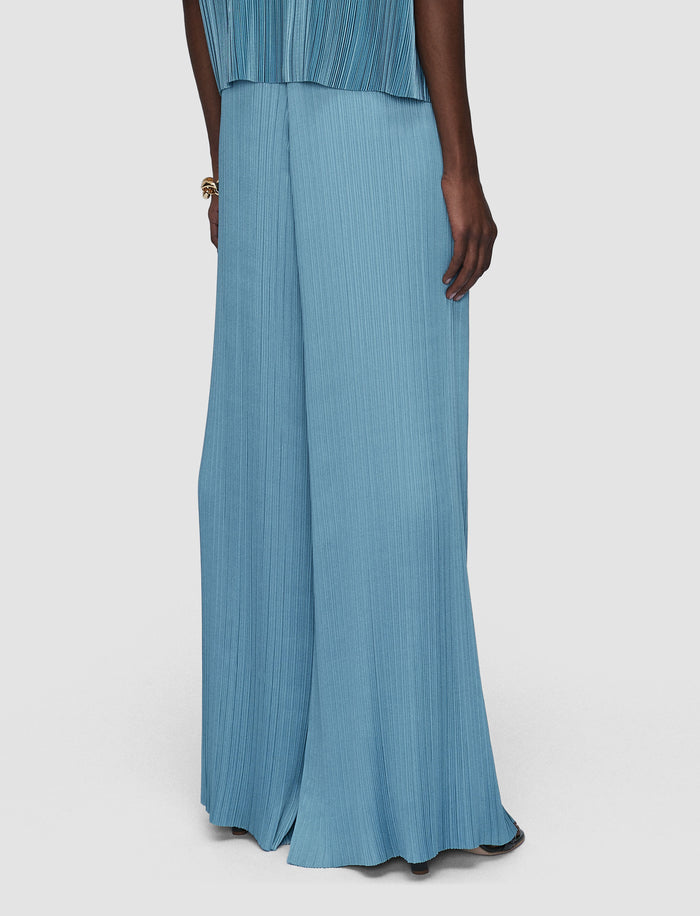 Blue Amber Pleated Satin Trousers - Joseph