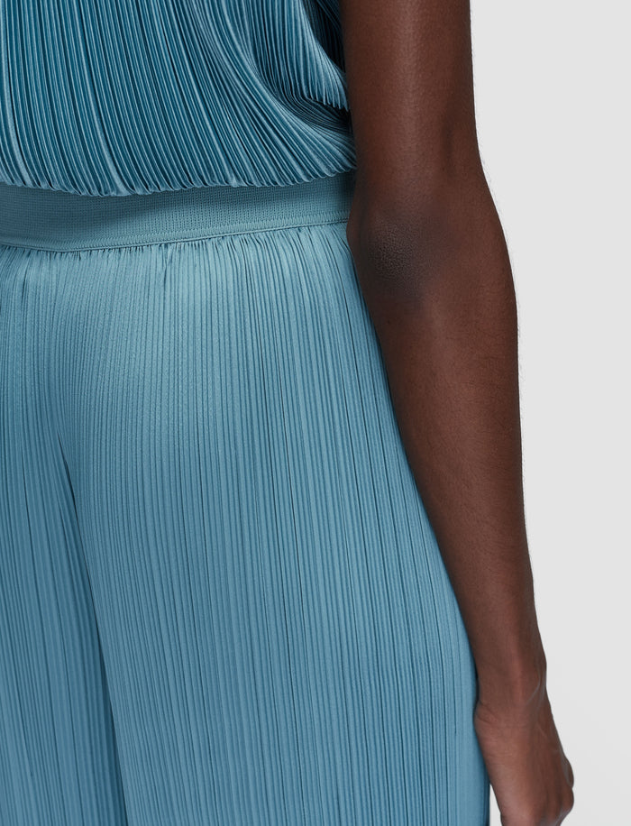 Blue Amber Pleated Satin Trousers - Joseph