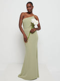 Aurelia is 5'9" & Wears Size UK 8|Amelia Crepe Maxi Bridesmaid Dress - Olive