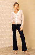 Amelie Boucle Cardigan, color-Ivory