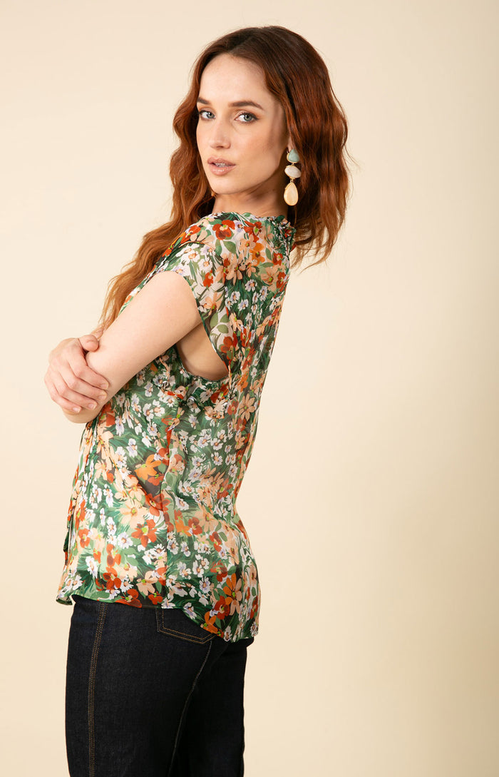 Amina Chiffon Top, color_green