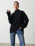 Elissa Is 5'8.5" & Wears Size UK S|Amory Grown Neck Knit Jumper - Black