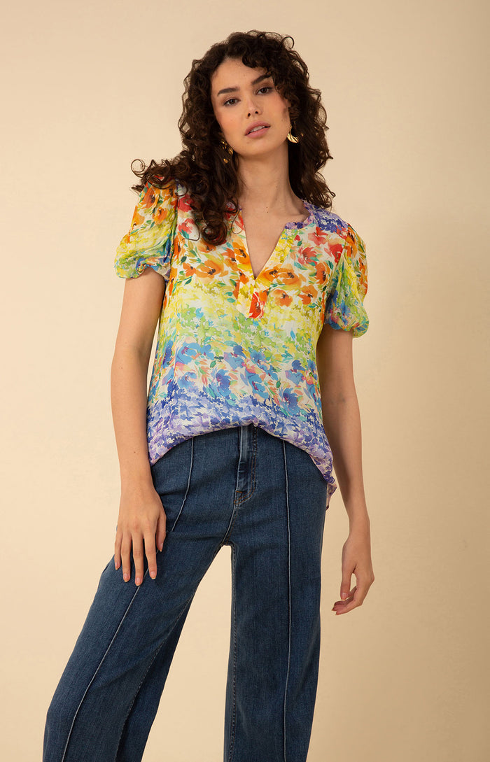 Ana Georgette Top, color_blue