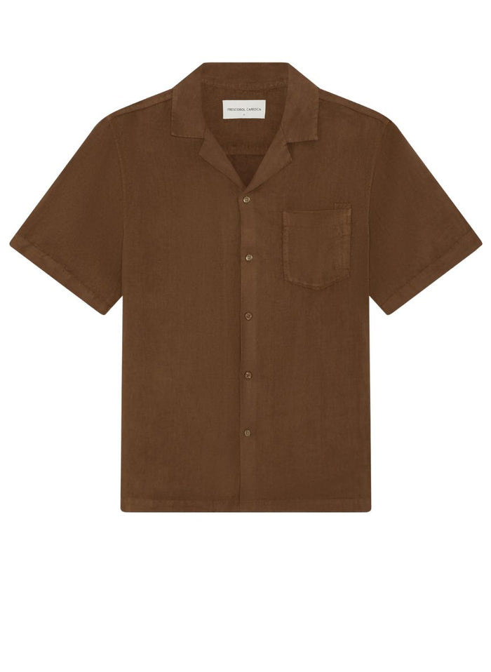 Shirts Frescobol Carioca Angelo Linen Short Sleeve Shirt Brown Apoella