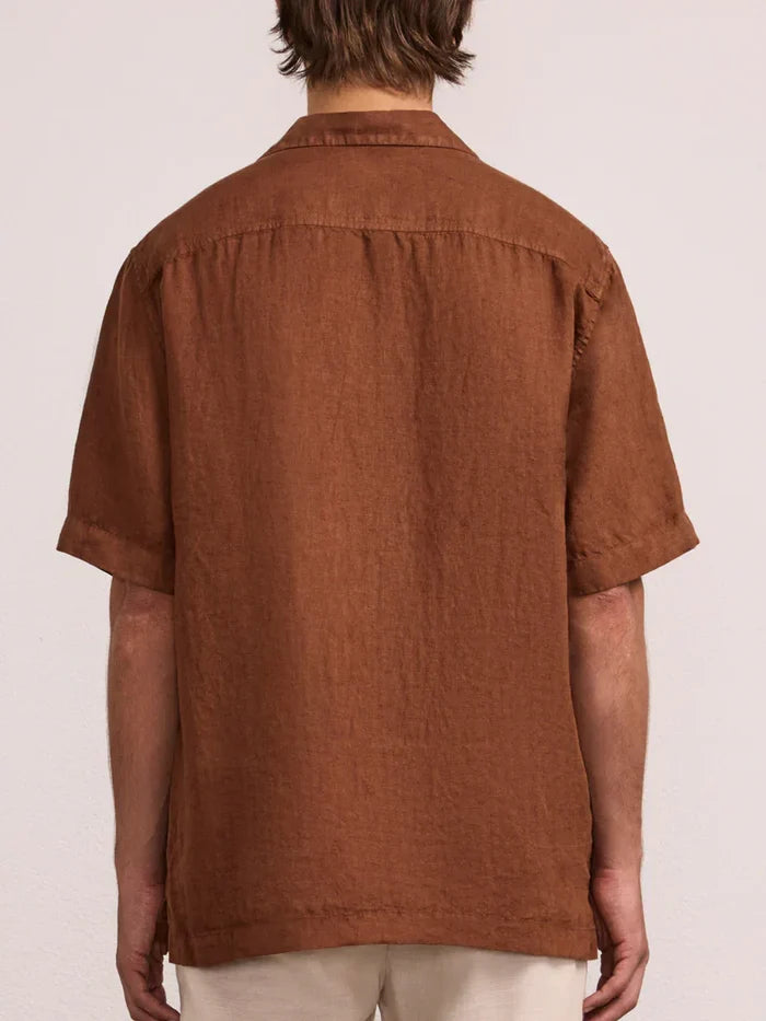 Shirts Frescobol Carioca Angelo Linen Short Sleeve Shirt Brown Apoella