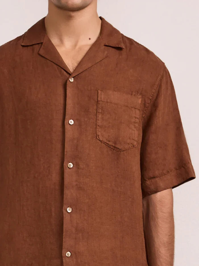 Shirts Frescobol Carioca Angelo Linen Short Sleeve Shirt Brown Apoella