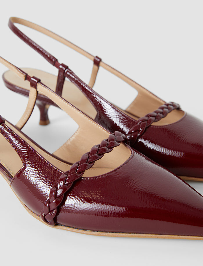 Red Anisa Patent Leather Sling Back Shoes - Joseph