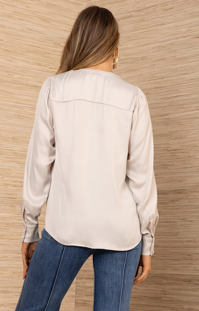 Aniya Charmeuse Top, color-Ivory