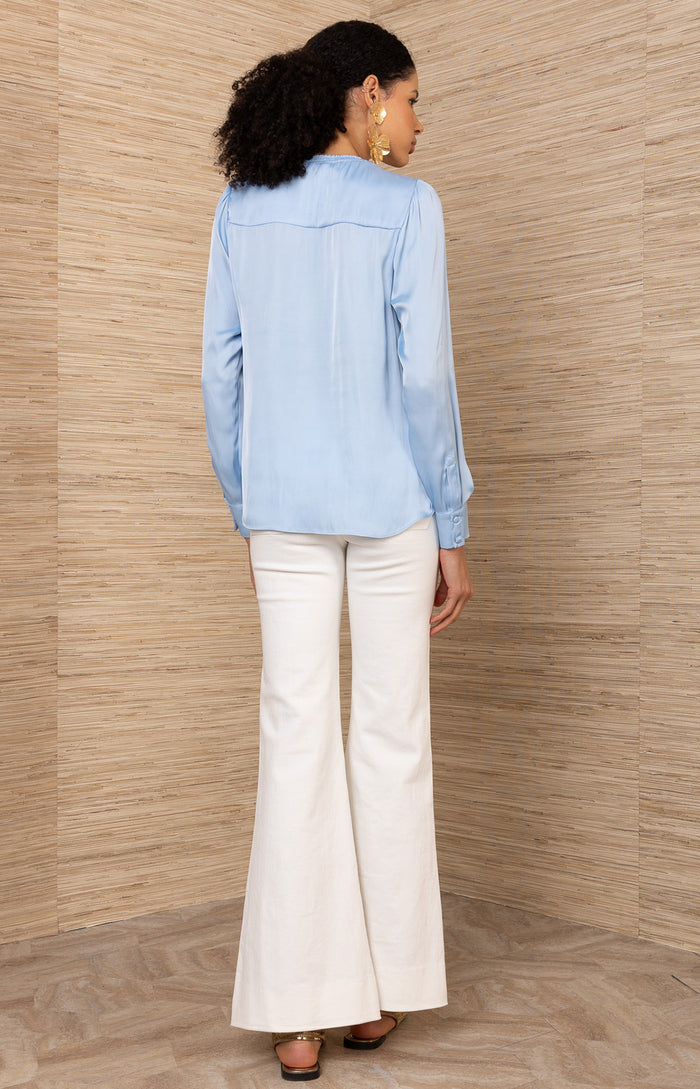 Aniya Charmeuse Top, color-Blue
