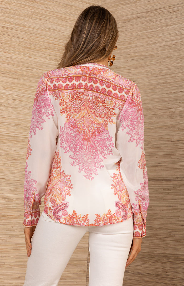 Aniya Silk Top, color-Pink