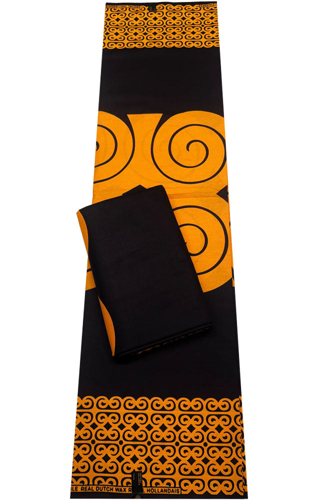 Ankara Fabric- Black Orange-Gold