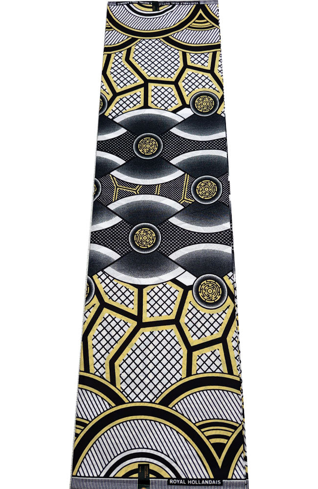 Ankara Fabric- Geometric Design- Gray Yellow