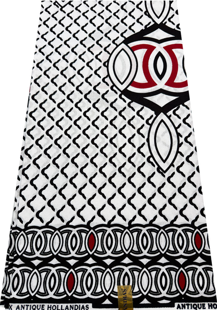 Ankara Fabric- Geometric-Red Black White