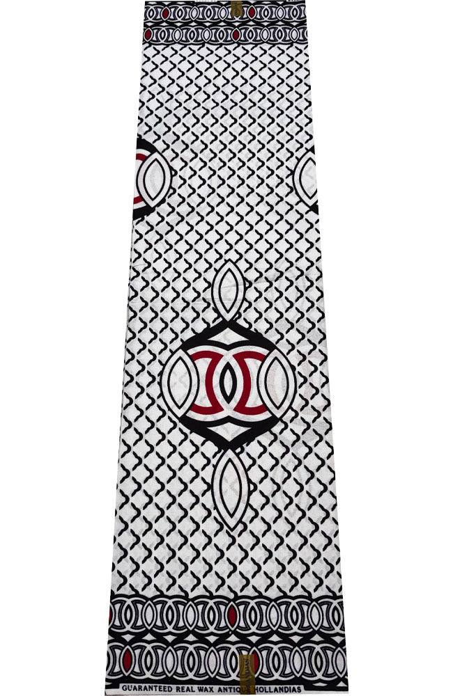 Ankara Fabric- Geometric-Red Black White