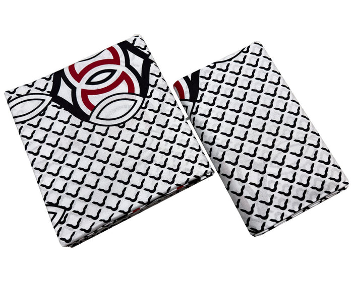 Ankara Fabric- Geometric-Red Black White