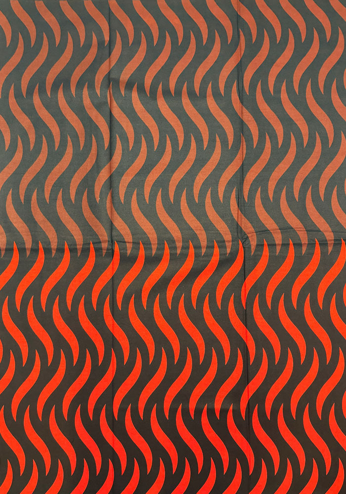 ankara wax print Orange Black, Brown