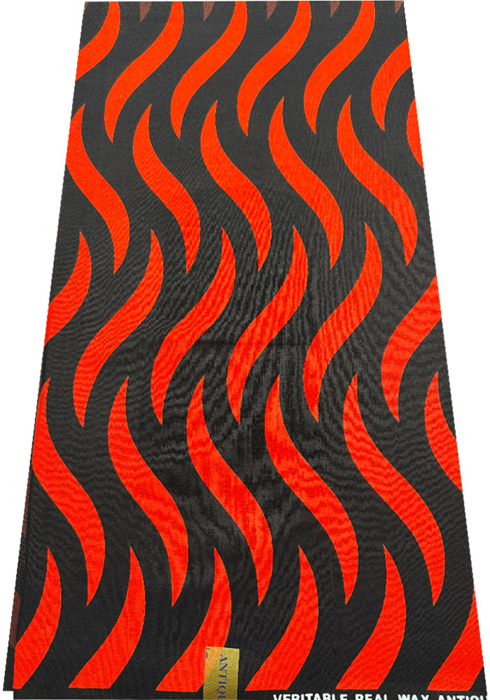 Ankara Fabric- Orange Black, Brown