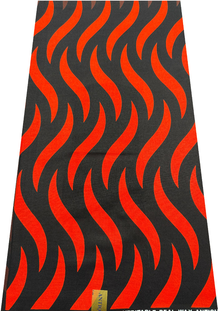 Ankara Fabric- Orange Black, Brown