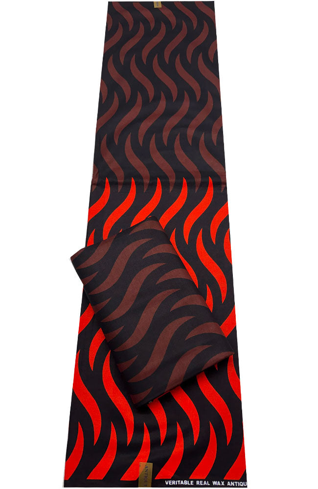 Ankara Fabric- Orange Black, Brown