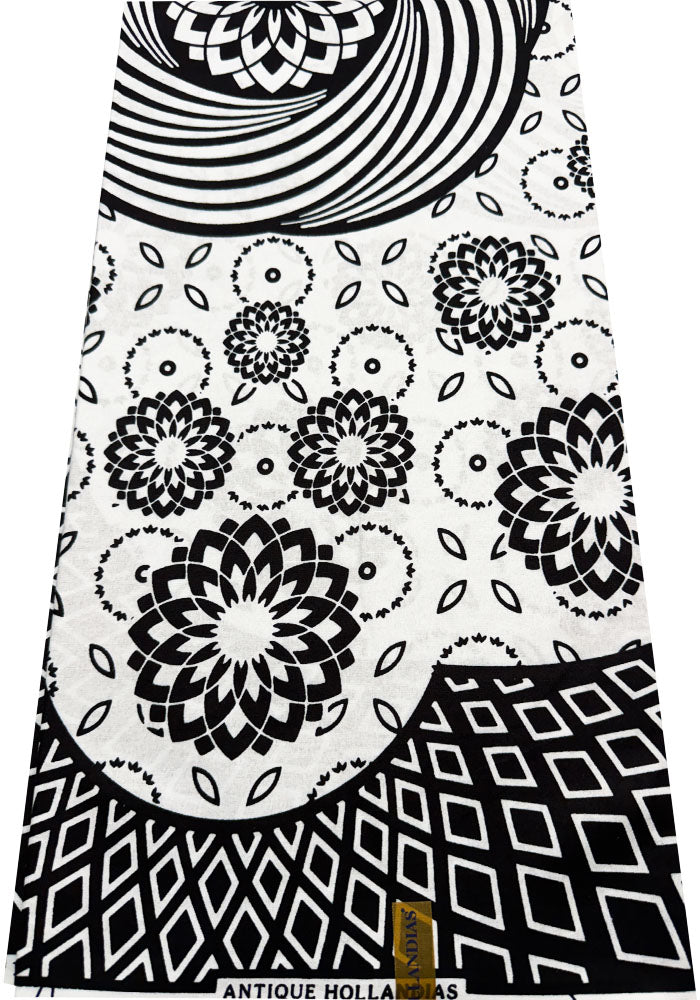 Ankara Fabric- Scalloped-Black & White