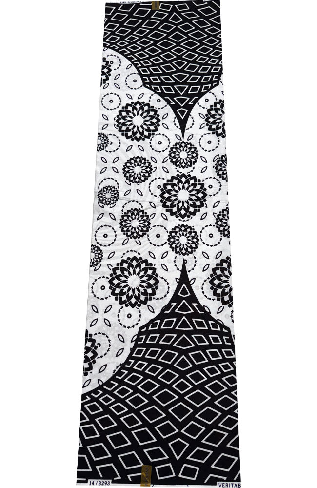 Ankara Fabric- Scalloped-Black & White
