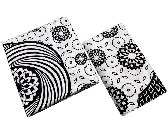 Ankara Fabric- Scalloped-Black & White