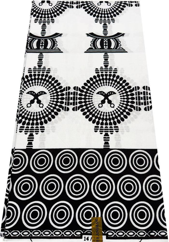 Ankara Fabric- Symbols-Black & White