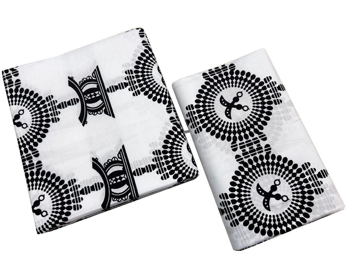 Ankara Fabric- Symbols-Black & White