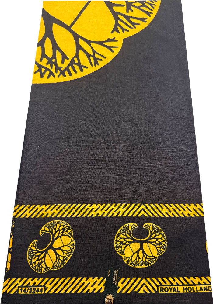 Ankara Fabric- Tree of Life- Black Yellow