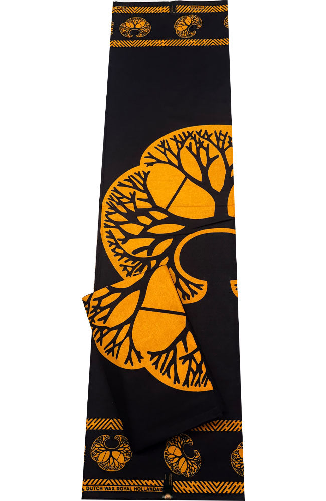 Ankara Fabric- Tree of Life- Black Yellow
