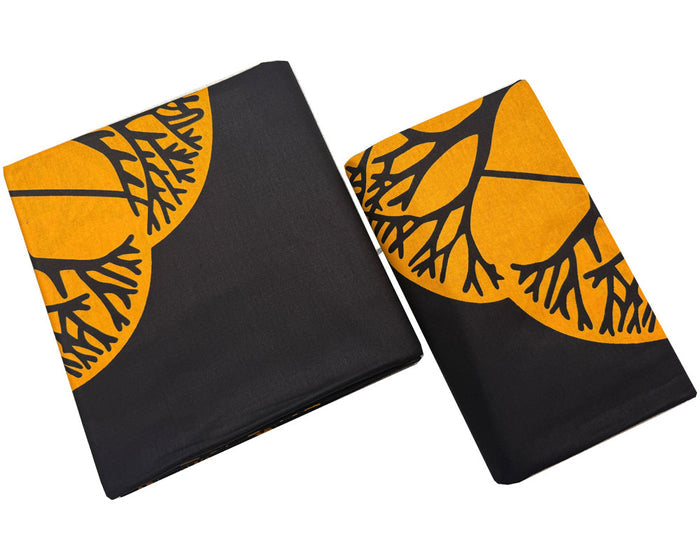 Ankara Fabric- Tree of Life- Black Yellow