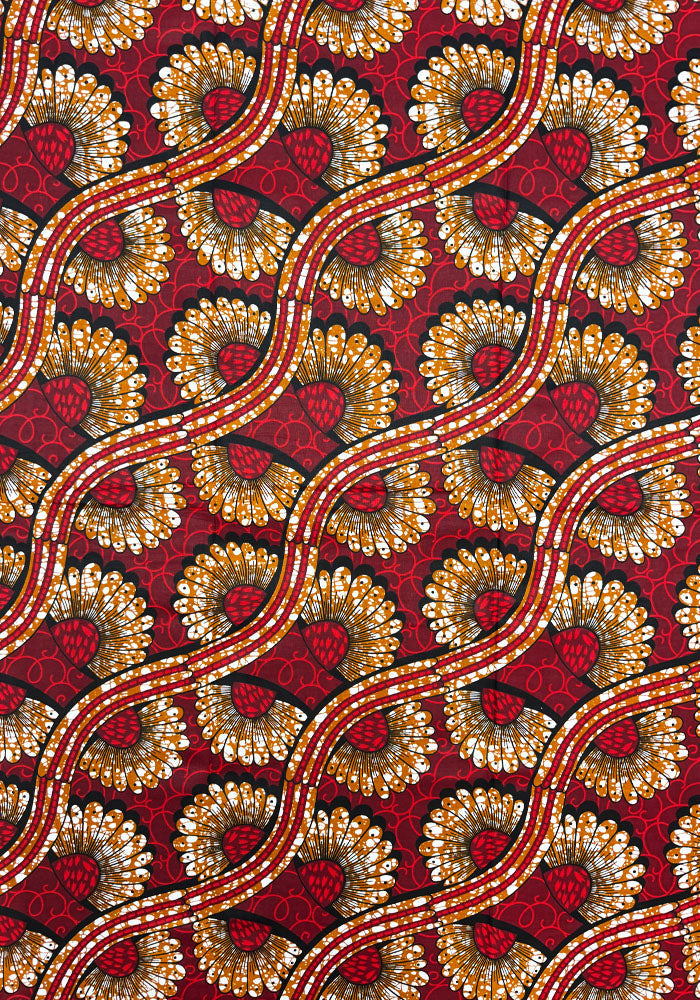 Ankara Fabric-Floral- Red