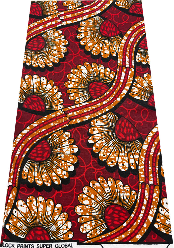 Ankara Fabric-Floral- Red