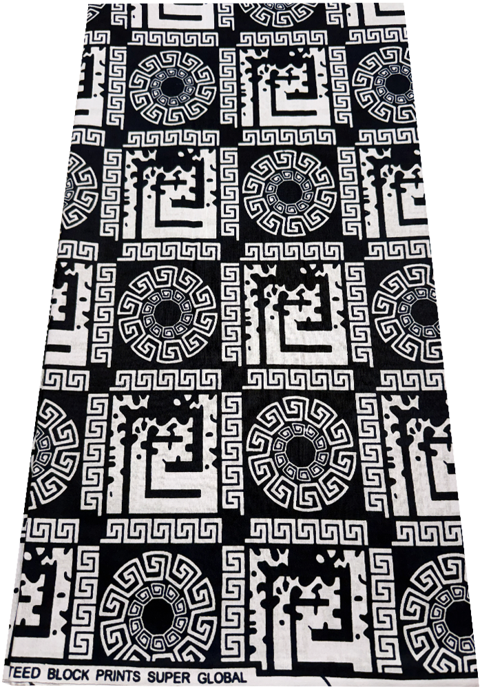 Ankara Wrapper Wax Print- Dark-blue White