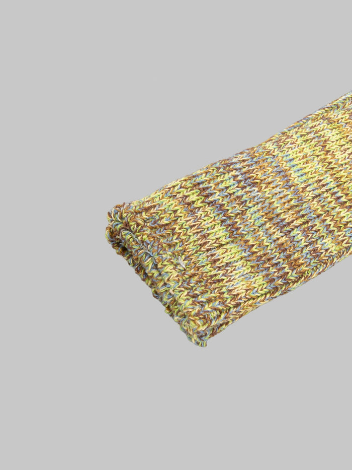 Anonymous Ism 5 Colour Mix Crew Socks Autumn Grass hem
