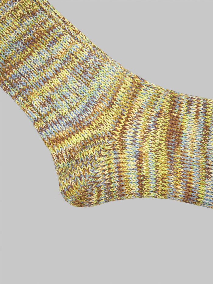 Anonymous Ism 5 Colour Mix Crew Socks Autumn Grass heel